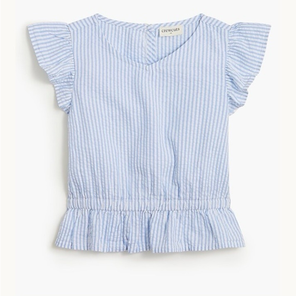 Crewcuts Light Blue Ruffle Sleeve Blouse